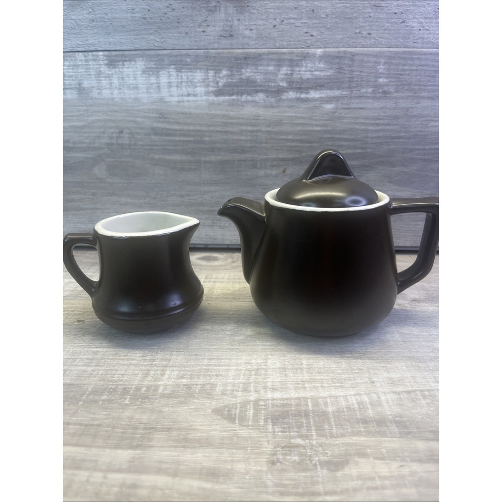 REGO Pottery Small Teapot With Lid Creamer Set Vintage Japan Stonewear